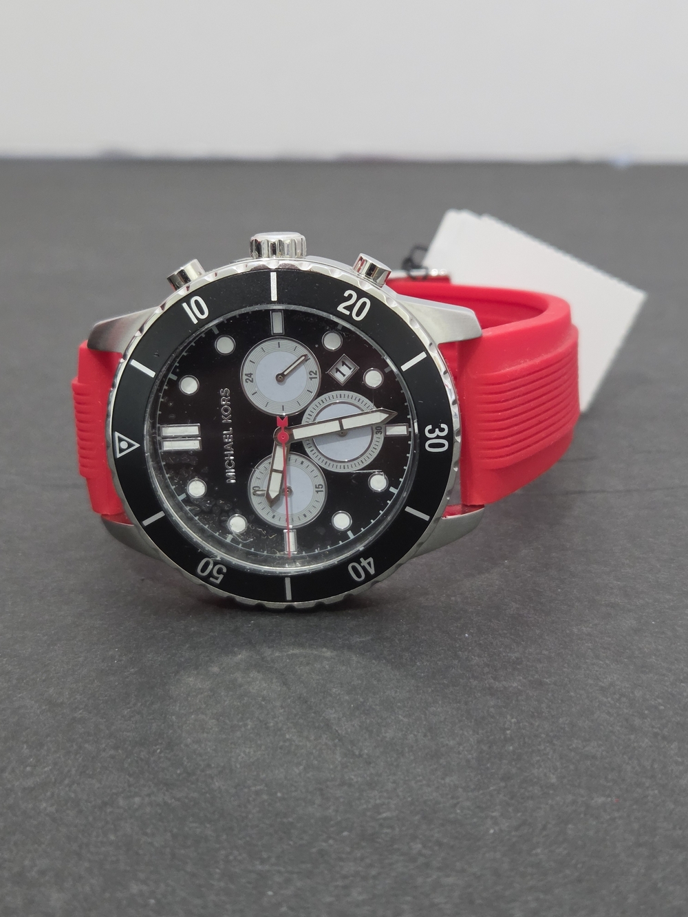 Michael Kors Chronograph Red Silicone Watch MK8973 New In Box